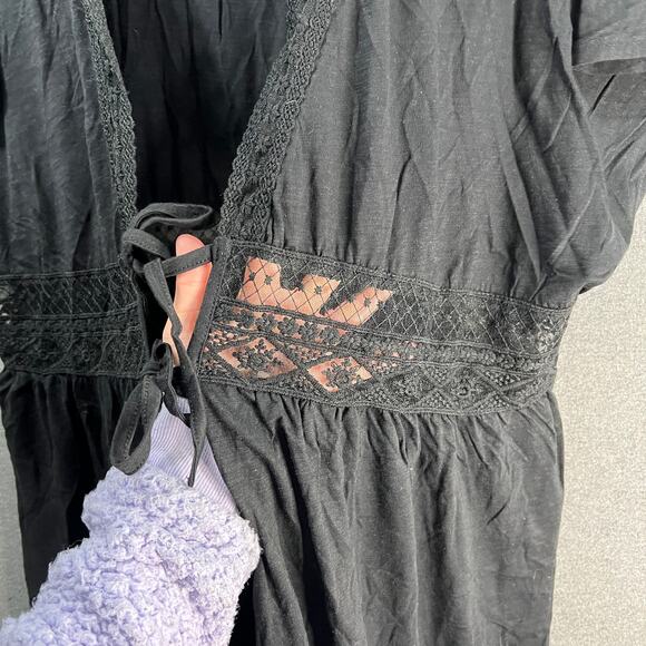 Belle Beach by Kim Gravel Regular Slub Knit Tie Front Cove Black M/L - Picture 12 of 16